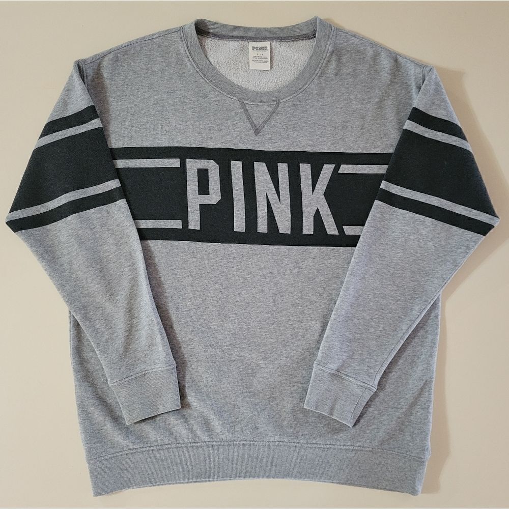 Pink Victoria's Secret Gray Crewneck Pullover Graphic PINK Sweatshirt